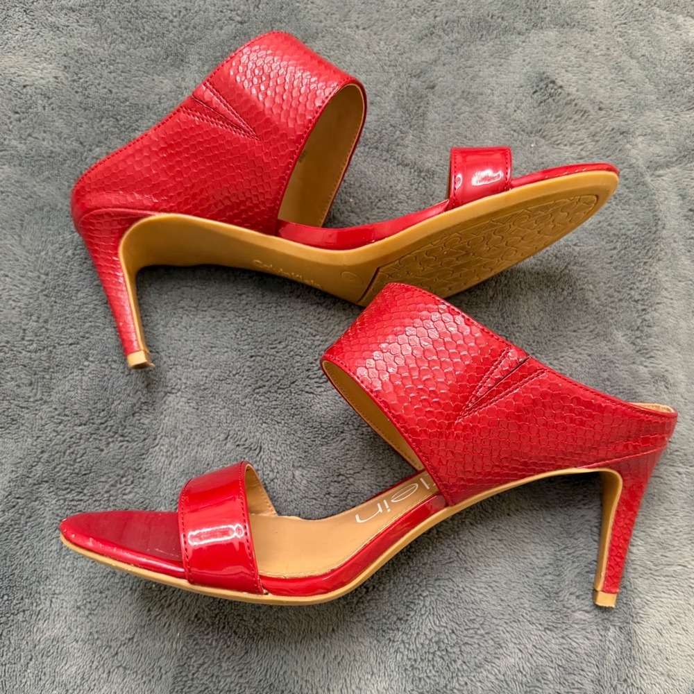 Calvin Klein Heeled Mule Sandals sz8 and Snakeskin Patent Stiletto
